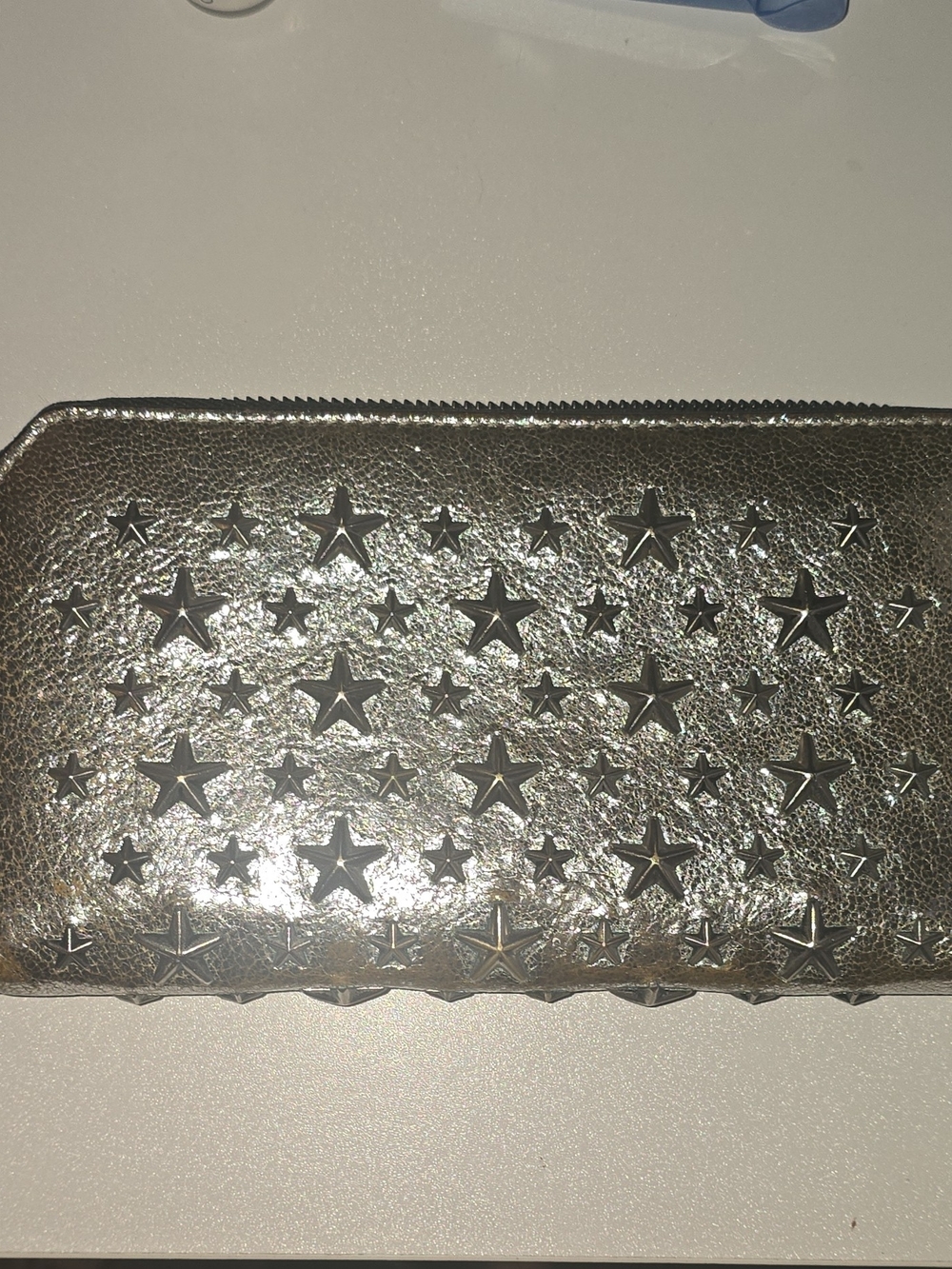 🌟 Jimmy Choo Silver Star Studded Filipa Zip Wallet - COA Included! 🌟